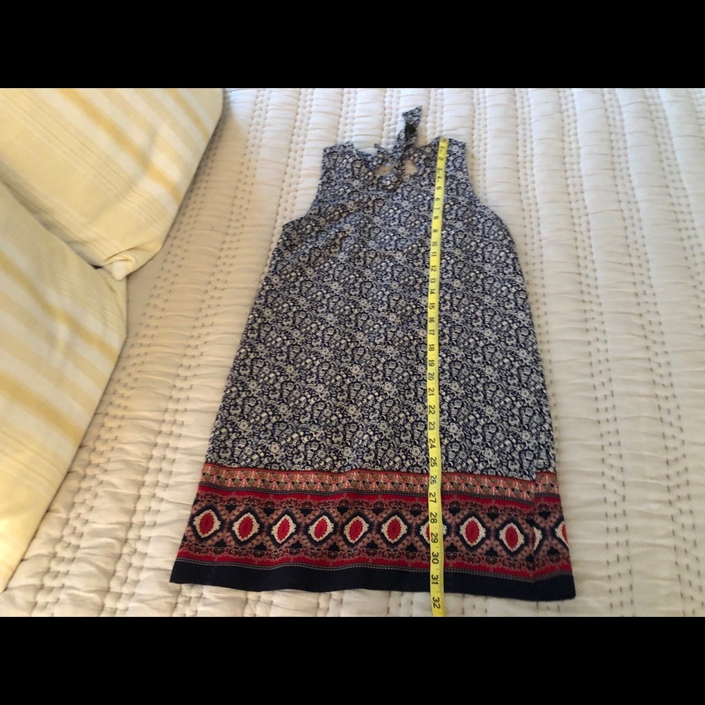 Blue & White Patterned Mini Dress - Picture 5 of 6